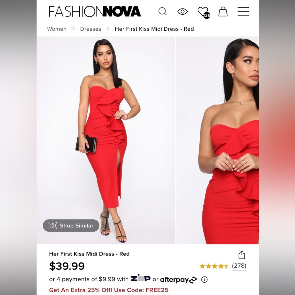 Fashion Nova Her First Kiss Midi Dress Red